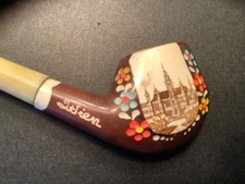 Vintage hand, painted ceramic tobacco pipe, old