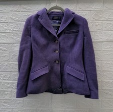 Used Polo Ralph Lauren Cropped Purple Italian Wool Button Blazer Size 6