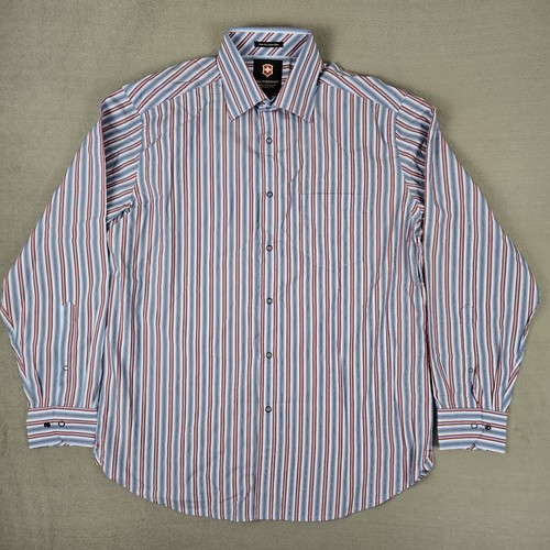 Victorinox Swiss Army Dress Shirt Mens Large Snap Up Pocket Super Fine Cotton - Picture 2 of 8