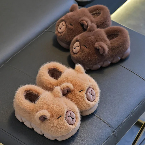 Zapatillas de felpa cálidas de algodón para padres e hijos Capybara invierno dibujos animados para niños - Imagen 19 de 26