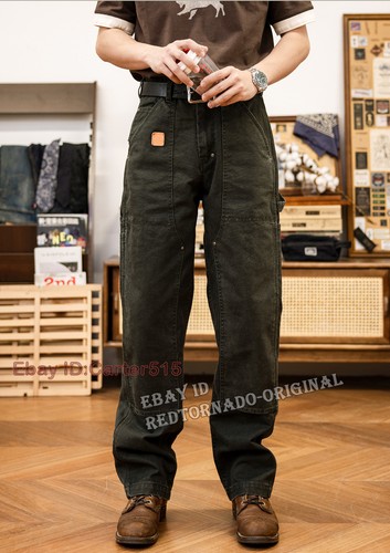 Red Tornado Men Canvas Cargo Pants Straight Loose Fit Work Pants Casual Trousers - Picture 6 of 28