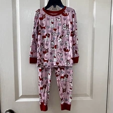 Little Sleepies Dogs Cats FurEver Valentine's Day Pajamas Set Pink Girls Size 2T