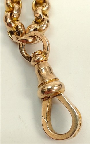 Vintage / Antique 9ct Yellow Gold Guard / Muff Chain Faceted Belcher Link 21g - Picture 4 of 16