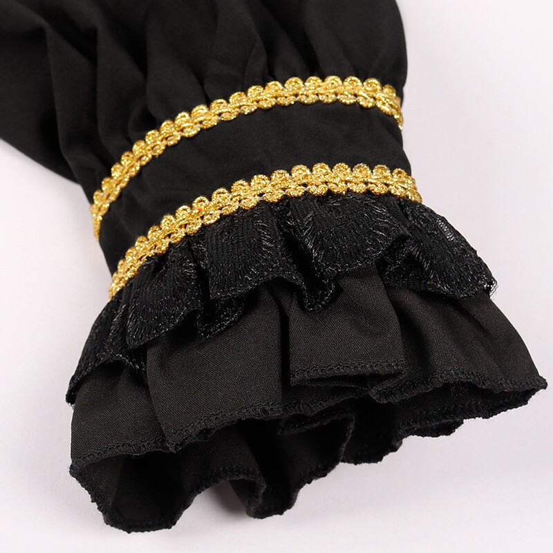 Men Gothic Black Shirt Top Renaissance Victorian Steampunk Ruffle Fancy ...
