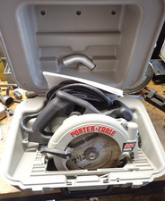 USA PORTER CABLE 347 CIRCULAR SAW W/ CASE , NOZZLE , WRENCH MANUAL
