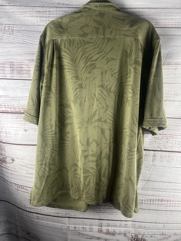 Blackhawk Polo Shirt Mens Size 2XL Green Palm Tropical Short Sleeve Button Up - Image 2 of 4