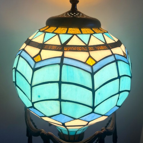 Design Toscano Tiffany Style Victorian Stained Glass Hot Air Balloon Lamp HTF - Picture 7 of 10