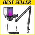 Multifunctional USB Condenser Mic with One-Tap Mute & Zero-Latency for Gamers