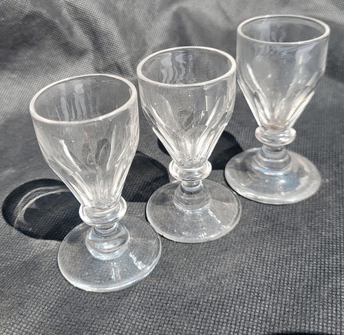 Three 19th Century Toasting Glasses ~ Slice Cut Decoration - Picture 2 of 8