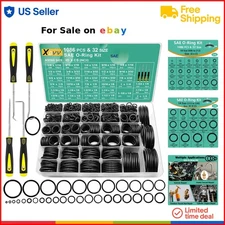 SAE O Ring Assortment Kit 1086 Pcs Rubber Sealing Repair for Plumbing, Automo...