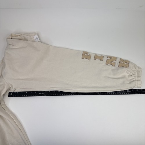 Victoria’s Secret Pink Fuzzy Logo Sweatpants & Full Zip Hoodie Set Cream Size M - Picture 16 of 21