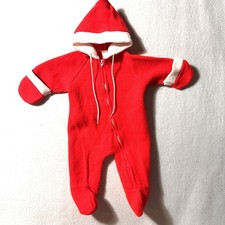 Vintage Toddle Time 0-9 Months Christmas MCM Red Santa Bunting Zip JC Penny
