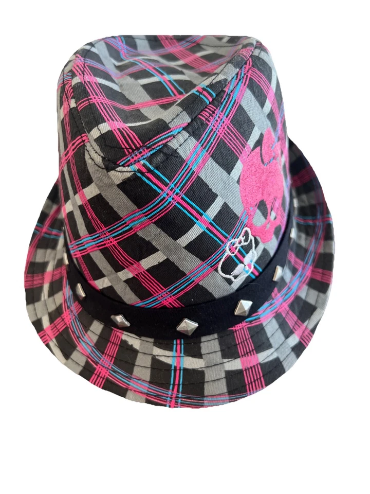 Monster High Plaid Fedora Hat 2012 Skull Bow Studded 2012 Costume Dress Up EUC - Image 2 of 4