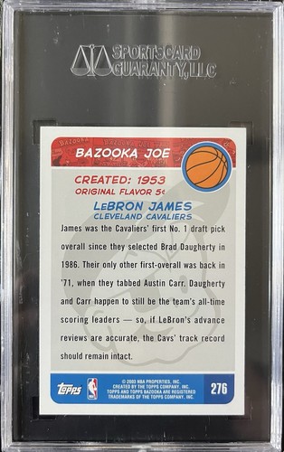 2003 Bazooka #276 LeBron James ROOKIE RC SGC 10 PRISTINE GOLD LABEL - Bild 2 von 2