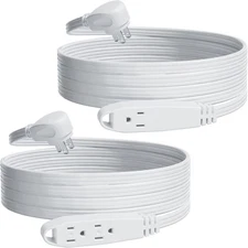 K KASONIC - 12FT Flat Plug Extension Cord, UL Listed 16/3 SPT-3 1625W White 