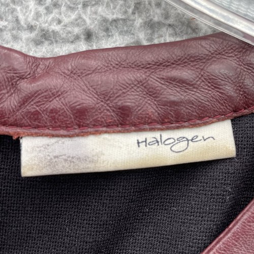 Halogen Leather Top Women XS Cherry Red Black Moto Corpcore Chic Avant-Garde 90s - Picture 3 of 9