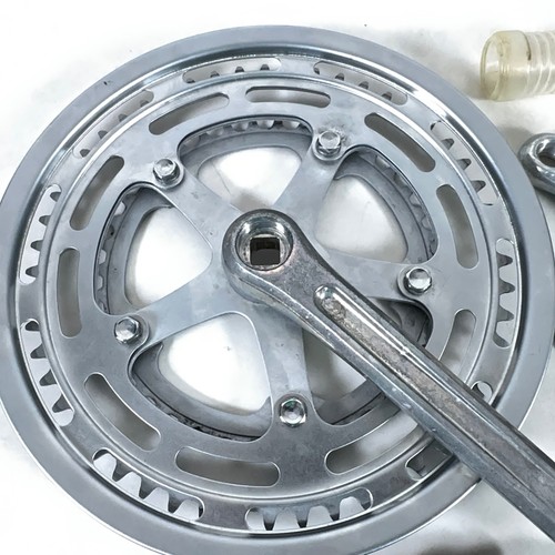 Vintage Takagi Double Crankset w/ Chainguard 170mm Arms & Bottom Bracket - Picture 2 of 14