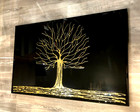Wall Picture Black Gold Tree Liquid Art 70x110cm Glass Mirror Metal Fix