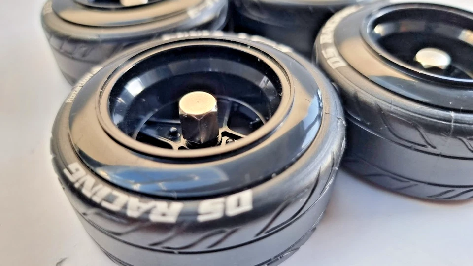 1/10 12mm Drive Black Hex RC Car Wheels Rubber Tyres Set For Drift RC Car - Image 3 of 4