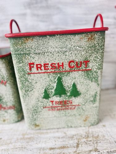 Fresh Cut Trees Square Metal Buckets Set Of 2 - Picture 3 of 10