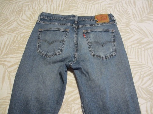 Levis 514 Distressed Blue Denim Jeans With Frayed Hems 34/36 Tall - Picture 2 of 8