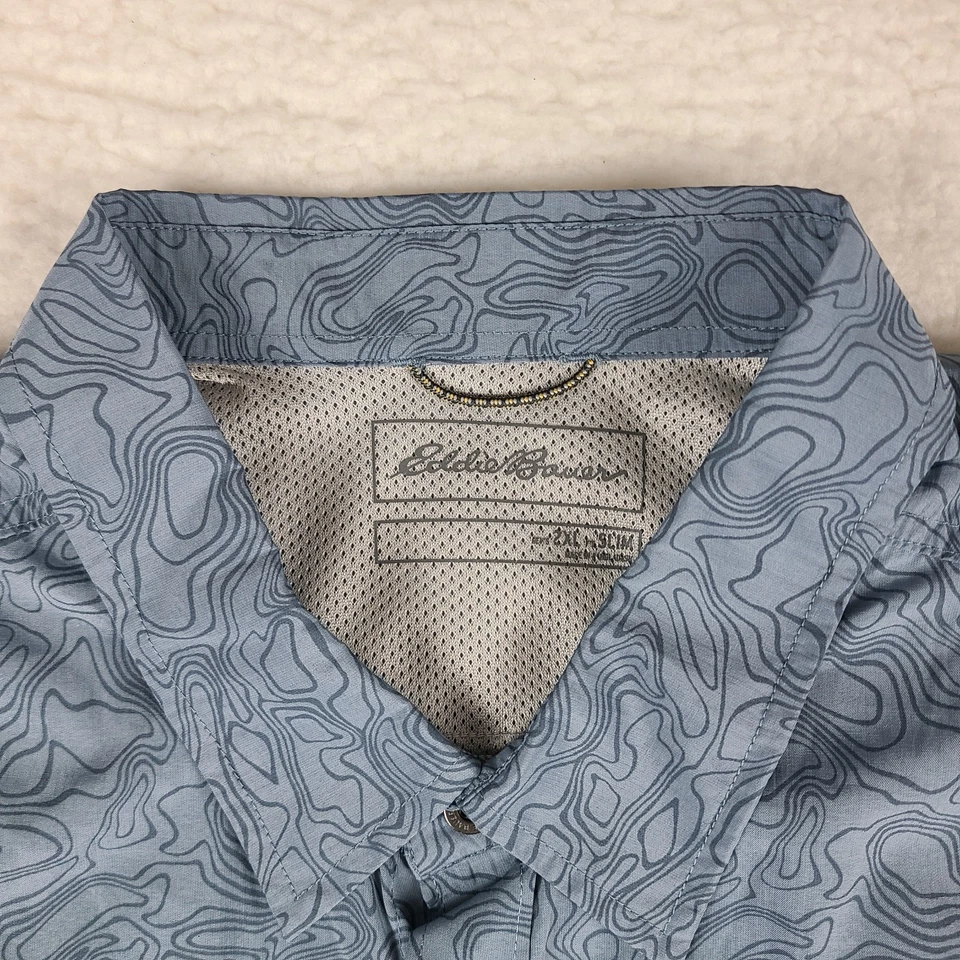 Eddie Bauer Shirt Mens 2XL XXL Blue Slim Vented Casual Outdoor Hiking Button Up - Image 3 of 4
