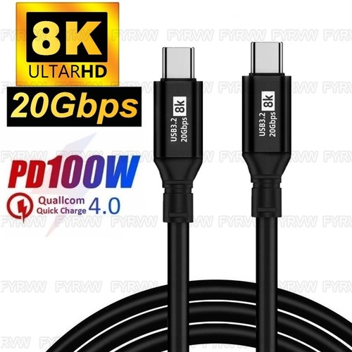 USB3.2 20Gbps Cable USB-C Type-C 4K 100W Fast Charging For Galaxy iPhone15 Cord - 第 8/8 張圖片