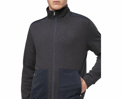 Download Calvin Klein Mens Jacket Gray Size XL Front-Zip Mock-Neck ...