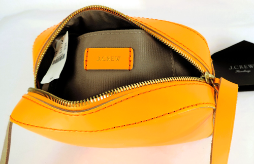 J. CREW Small Genuine Leather Neon Orange Crossbody Bag Purse Zip NEW with TAGS - Picture 16 of 21