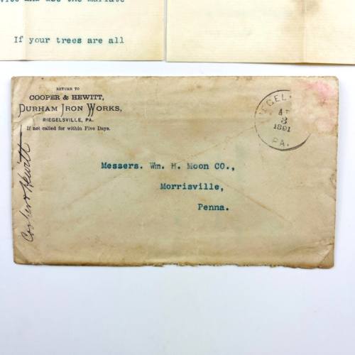 Cooper & Hewitt Durham Iron Works Rare 1891 Letter & Cover Riegelsville, PA - Picture 3 of 6