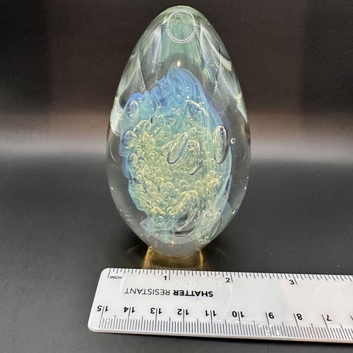 1995 UV Robert Eickholt Paperweight GLOWS Opalescent Iridescent Art Glass Signed - Bild 15 von 18