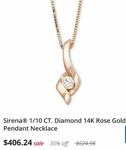 $625 Sirena 14k Rose gold 1/10ct diamond swirl pendant Necklace kay jewelers  - Picture 2 of 12