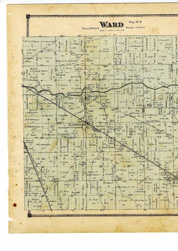 1874 Map of Ward, Indiana, with family names, from Atlas of Randolph County rare - Picture 3 of 4