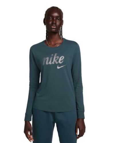Camiseta con logotipo de túnica esencial talla grande Nike para mujer camiseta gráfica verde nueva con etiquetas - Imagen 8 de 11