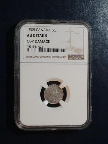 1905 Canada Five Cents NGC AU BETTER DATE SILVER 5C Coin BUY IT NOW!