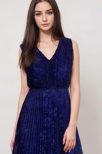 Johnny Was Jade Blue Clario Pleated Midi Dress L33724 - Picture 4 of 10