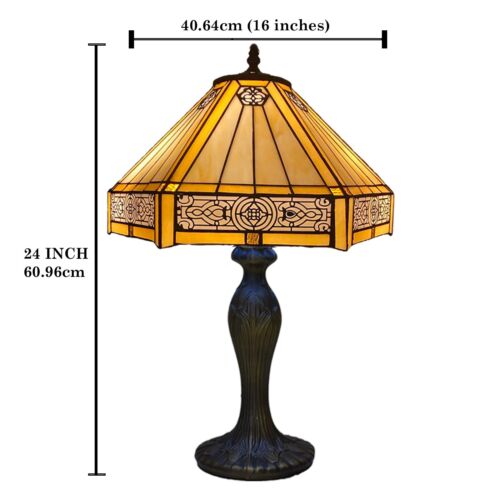 TIFFANY STYLE 16 INCH TABLE LAMP HANDCRAFTED STAINED GLASS BEDSIDE LIGHT DESK - Picture 11 of 16