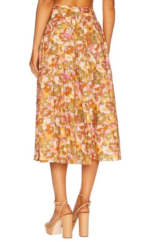 Zimmermann Twist Waist Skirt In Khaki Floral Midi Size 2/ AU UK 12/ US 8 - Picture 3 of 13