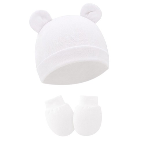 Infant Cotton Beanie Gloves No Scratch Set Newborn Hospital Hat for Boys Girls - Zdjęcie 11 z 13