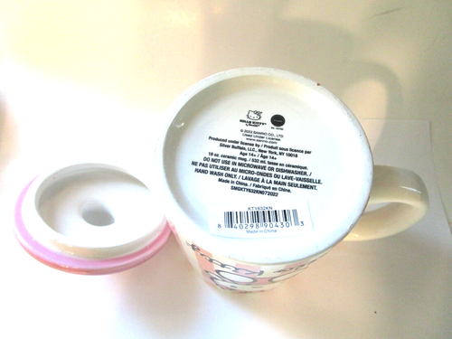 Hello Kitty Pink Striped Ceramic 18 oz Coffee Mug with Lid 2022 - Picture 5 of 10
