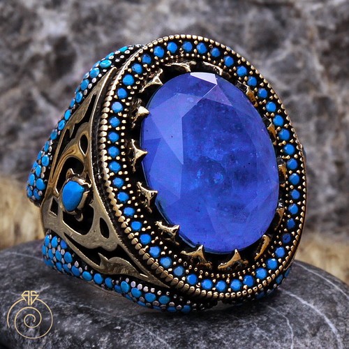 Men Natural Paraiba Tourmaline Huge Ring Blue Gemstone Anniversary Husband Gift
