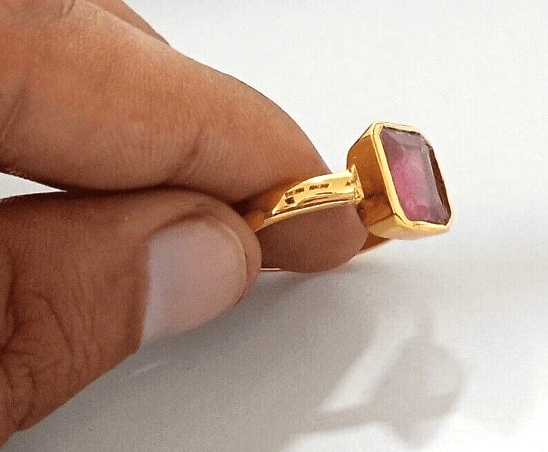 Anillo Rubí Natural Piedra Natal Anillo Plata 925 Vintage Anillo Rubí Unisex Anillo Oro Foto 2 de 4