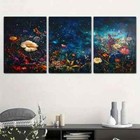 3pcs Modern Aesthetic Starry Sky Floral Night Wall Art  Canvas Unframed/Framed
