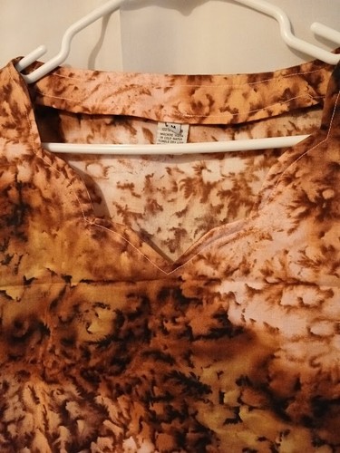 Nwt Tie Dye Blouse M Brown Pink Scalloped V-Neck dressy Tank Top Light & Breezy - Picture 2 of 6