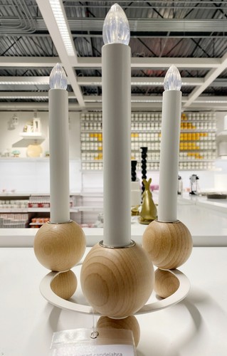 Ikea STRALA LED 3-armed Candelabra Candle Holder, Battery-Operated, Beech - Picture 3 of 4