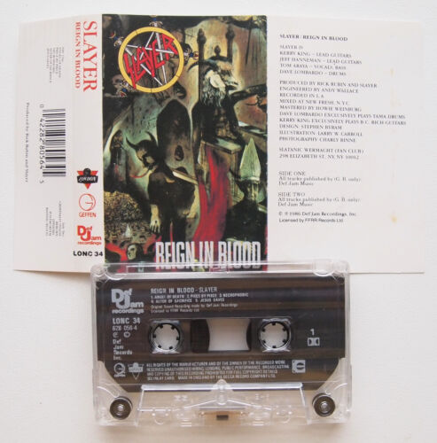 SLAYER - REIGN IN BLOOD (DEF JAM LONC34) EUROPE CASSETTE REISSUE - GTS - Picture 2 of 3