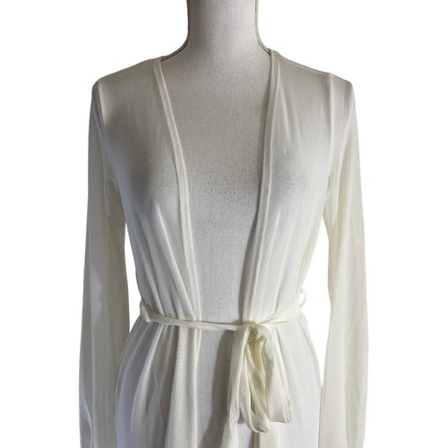 Windsor NWT Ivory Mesh Cardigan Size Small Long Sleeves Waist Tie Lightweight - Picture 4 of 8