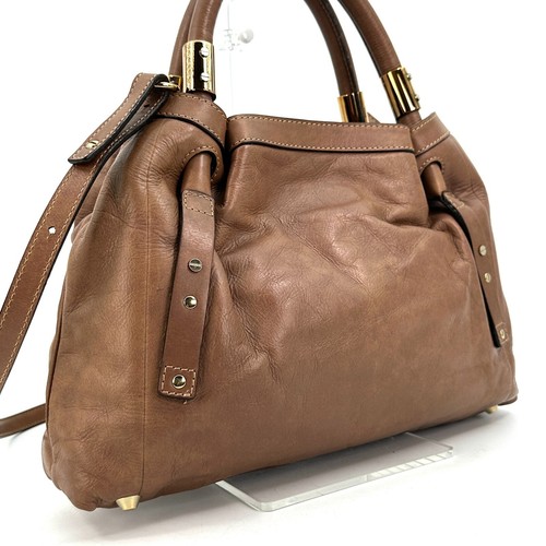 Chloe Victoria Shoulder Bag 2Way Tote Leather Brown - Picture 4 of 23