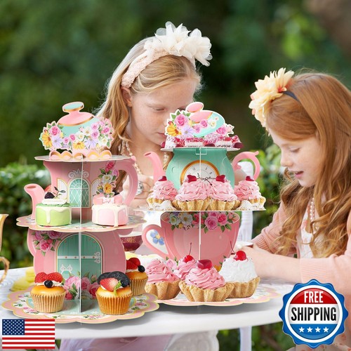 Zopeal 2 Stück 3 Etagen Blumen Tee Party Cupcake Ständer Deko Frühling Vintage - Bild 5 von 5