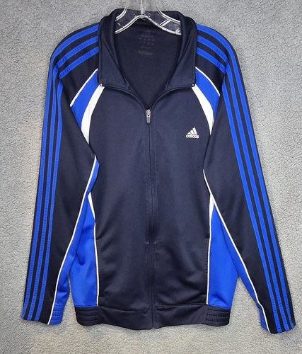 Adidas Clima365 Herren L Retro Trainingsjacke 3 Streifen Logo schwarz & blau Reißverschluss vorne